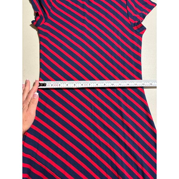 Vineyard Vines Dress Women Size Medium Diagonal Stripe Casual Stretch Midi Dress - Picture 7 of 11